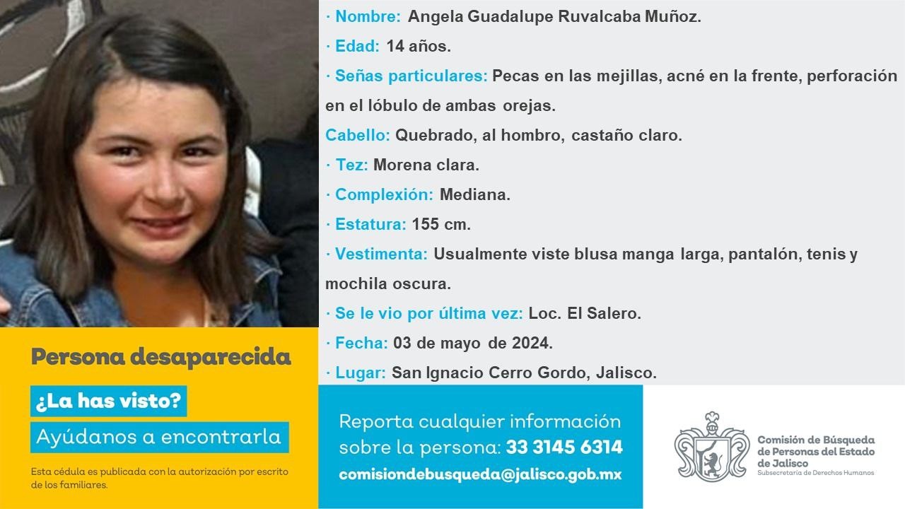 ¡Alerta Ámber! Buscan a Ángela Guadalupe Ruvalcaba Muñoz, de 14 años ...